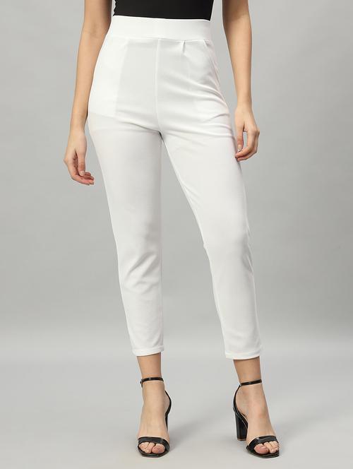 women mid-rise solid chinos trouser - 21055971 -  Standard Image - 0