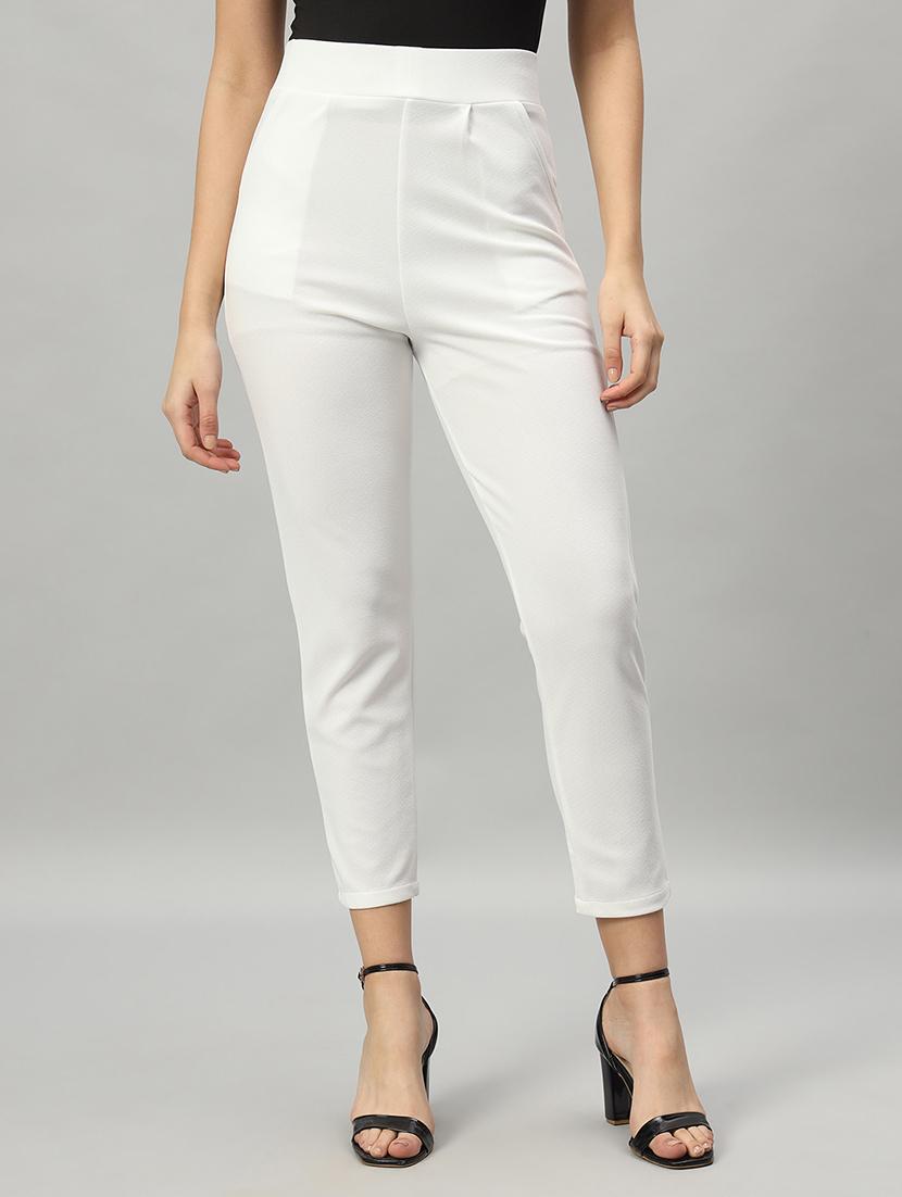 women mid-rise solid chinos trouser - 21055971 -  Zoom Image - 0