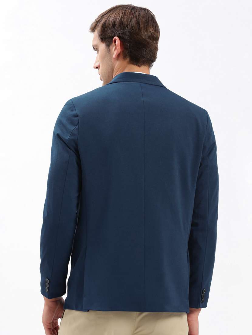 men notched lapel neck solid single breasted casual blazer - 21056094 -  Standard Image - 2