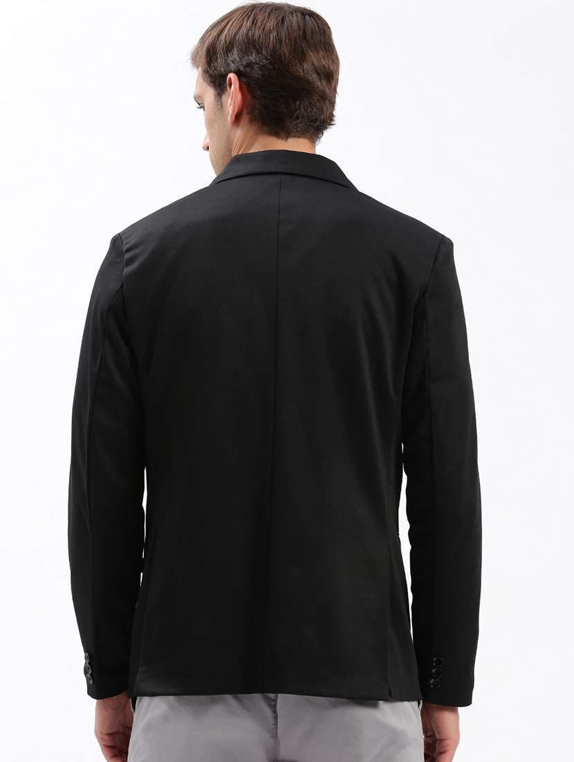 men notched lapel neck solid single breasted casual blazer - 21056098 -  Standard Image - 2