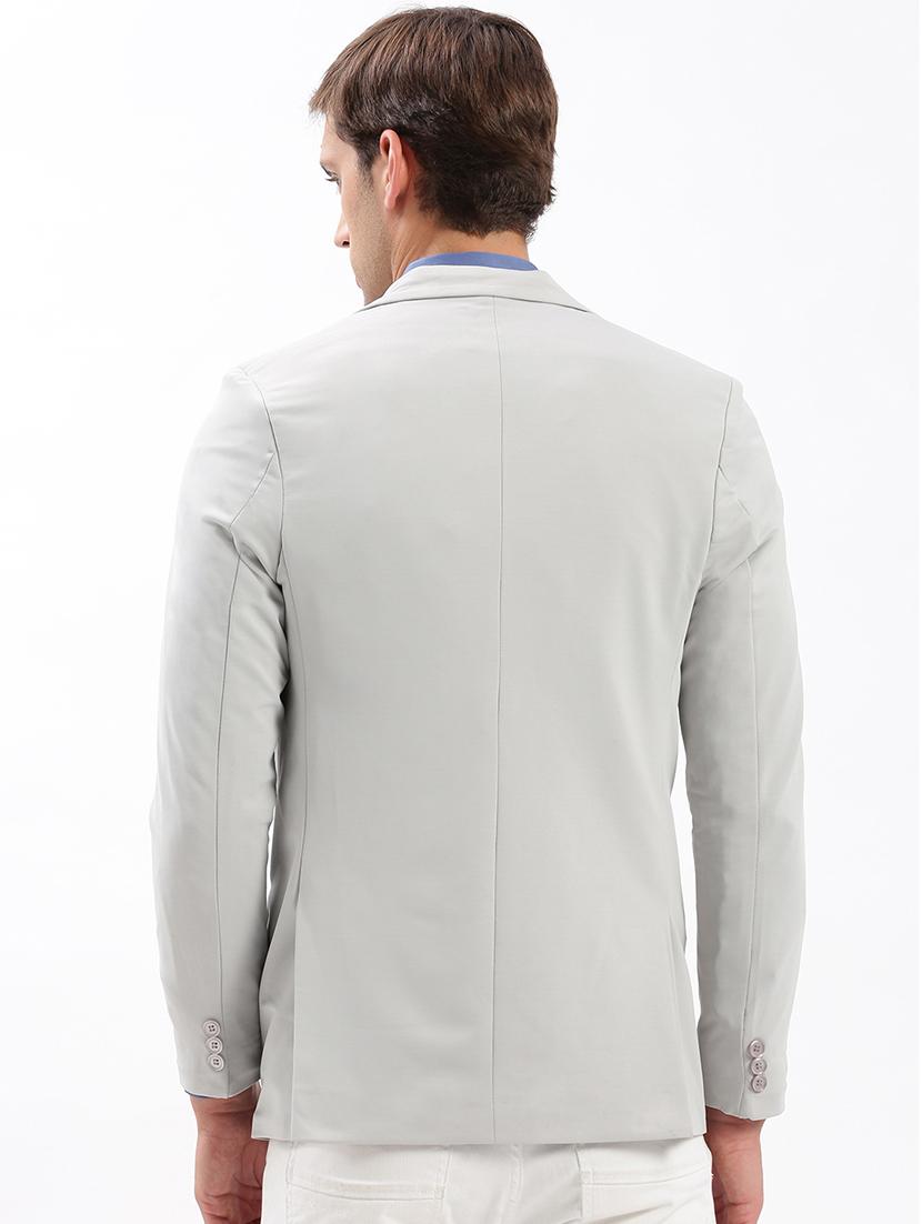 men notched lapel neck solid single breasted casual blazer - 21056107 - Standard Image - 2
