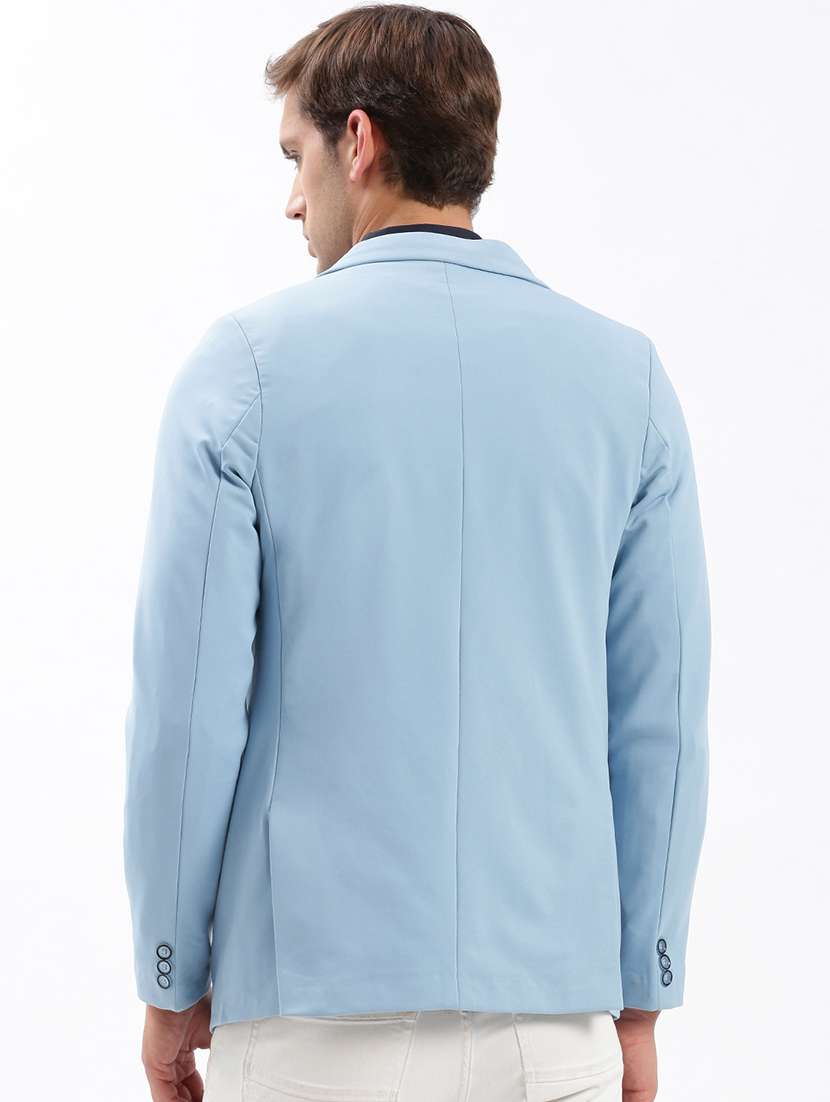 men notched lapel neck solid single breasted casual blazer - 21056110 -  Standard Image - 2