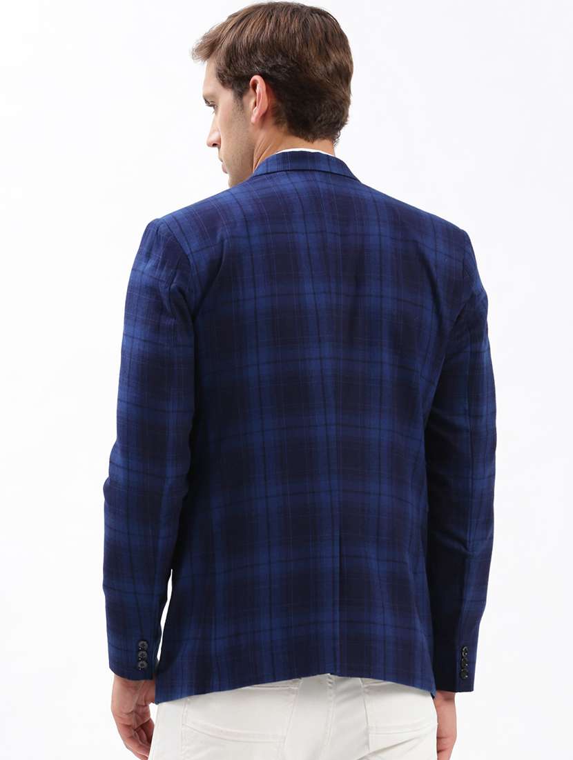 men notched lapel neck checkered single breasted casual blazer - 21056125 -  Standard Image - 2