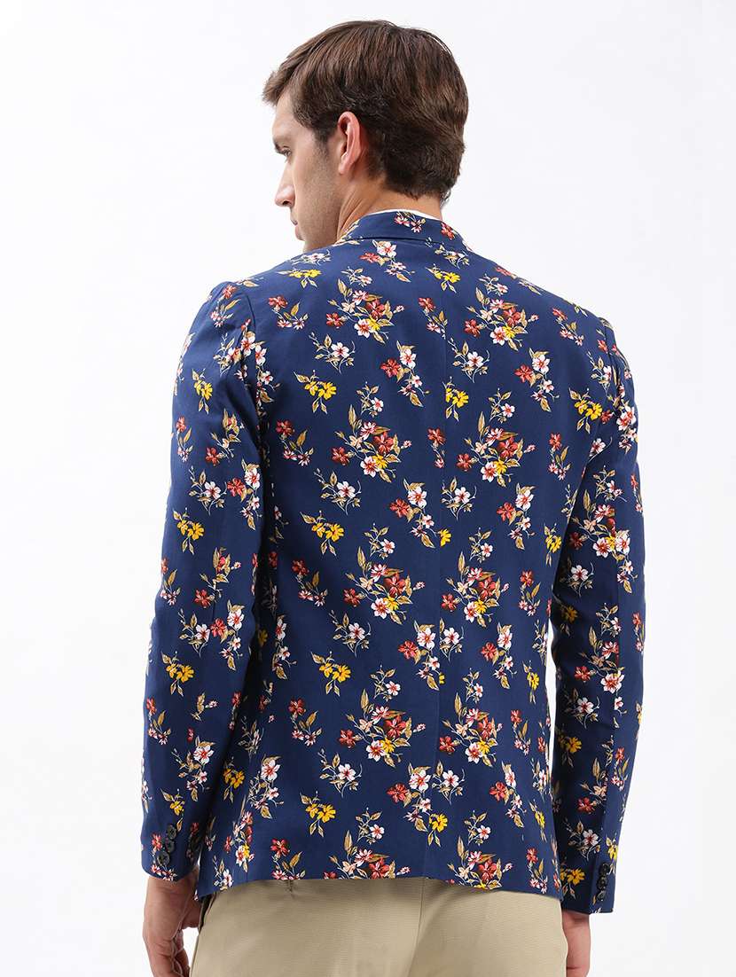 men notched lapel neck printed single breasted casual blazer - 21056129 -  Standard Image - 2