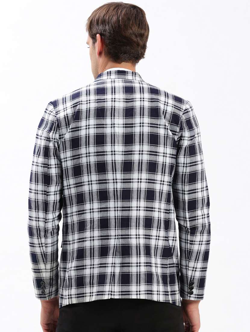 men notched lapel neck checkered single breasted casual blazer - 21056130 -  Standard Image - 2