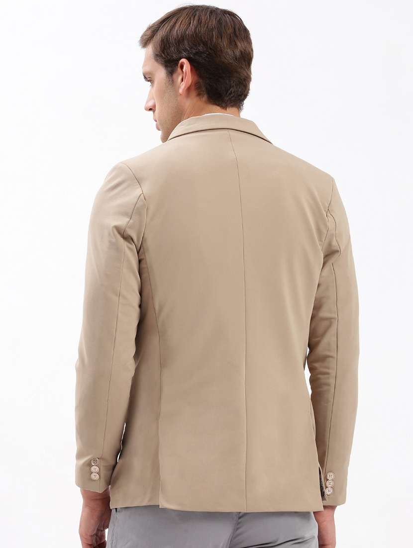 men notched lapel neck solid single breasted casual blazer - 21056131 -  Standard Image - 2