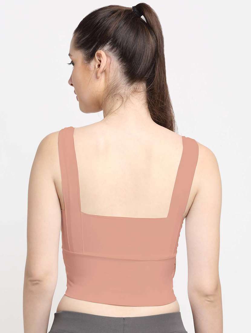 peach solid sports bra - 21056249 -  Standard Image - 2
