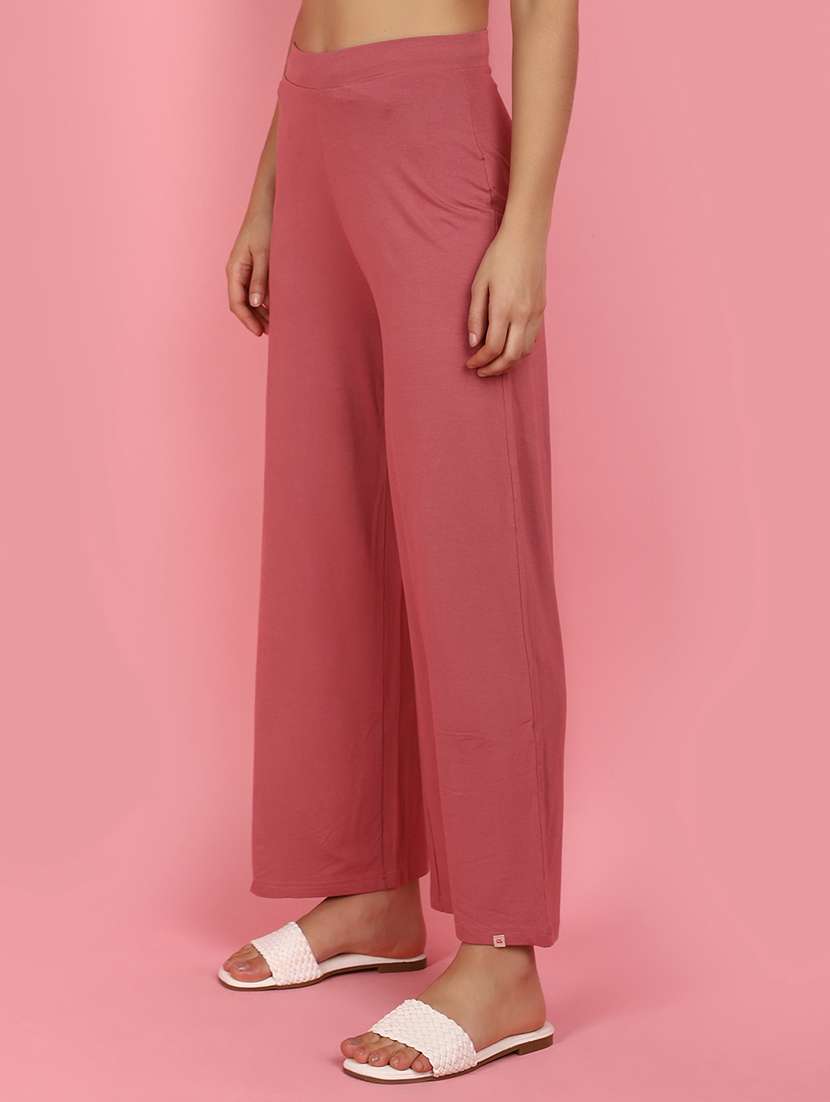 women pink solids palazzos - 21056357 -  Standard Image - 2