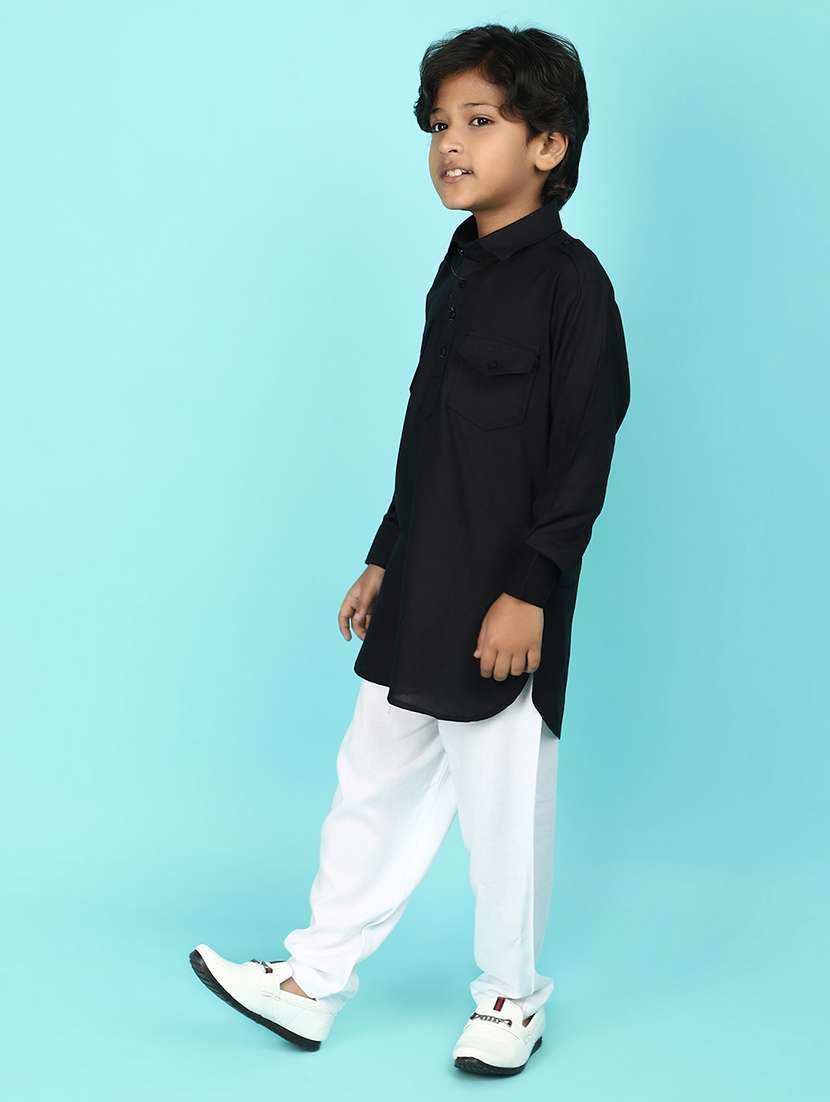 kids solid kurta pyjama set - 21056394 -  Standard Image - 2
