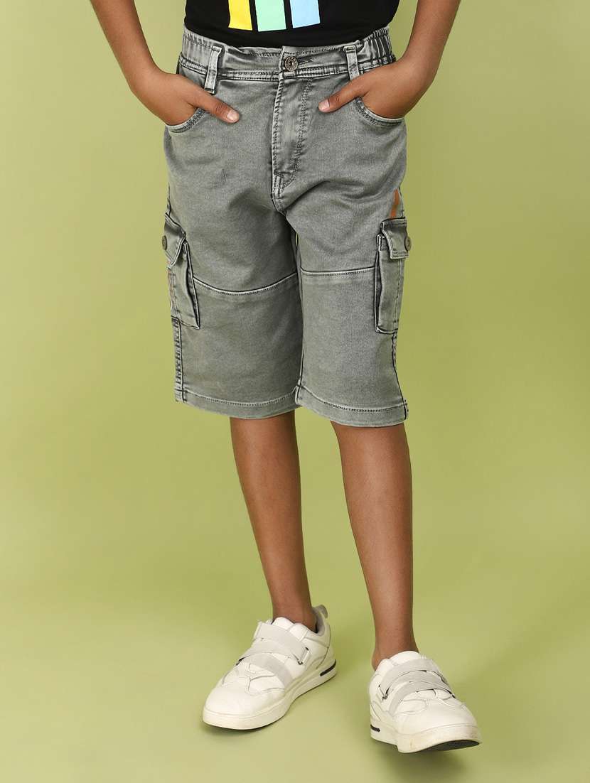boy solid mid rise three fourth cargos