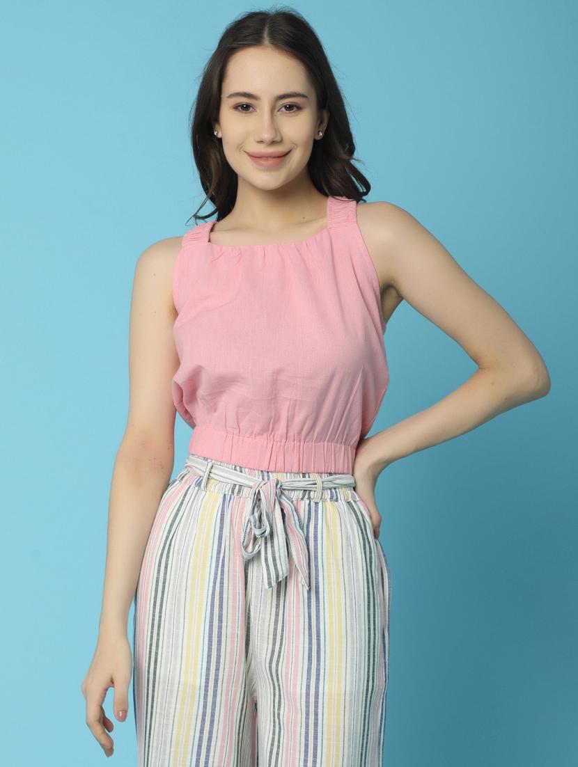pink cotton crop top - 21056780 - Zoom Image - 0