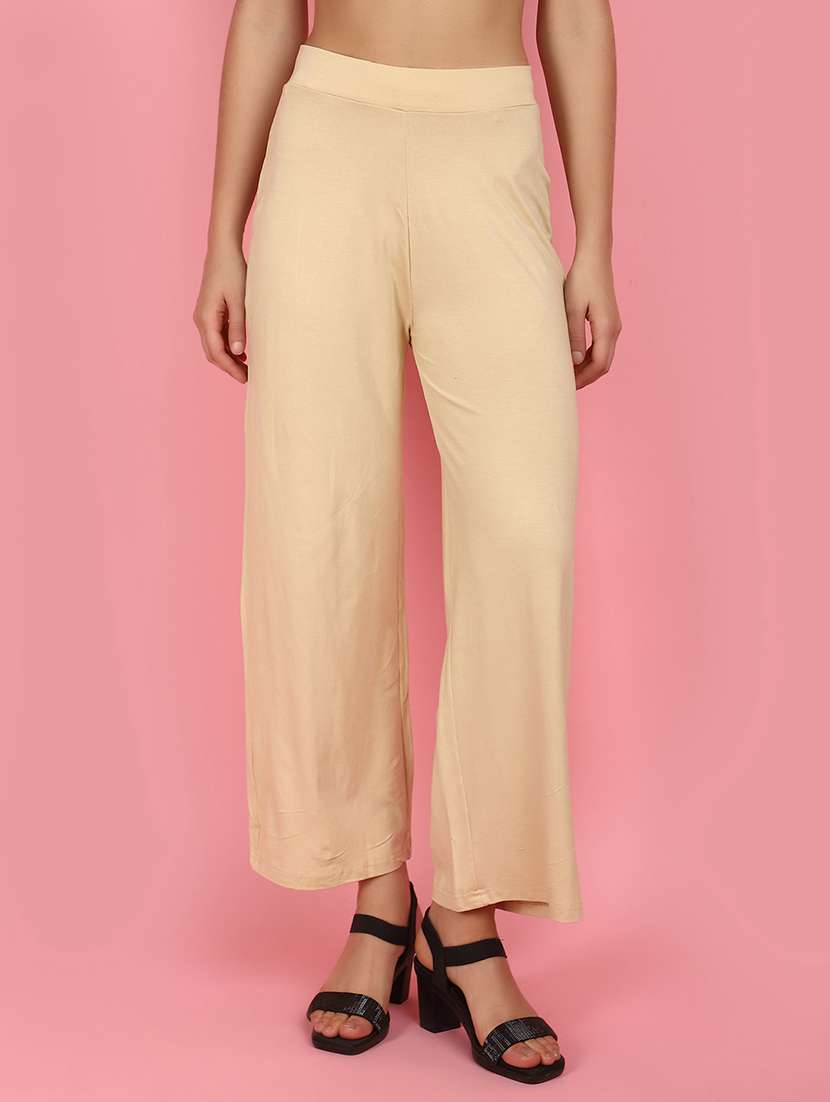 women beige solids palazzos