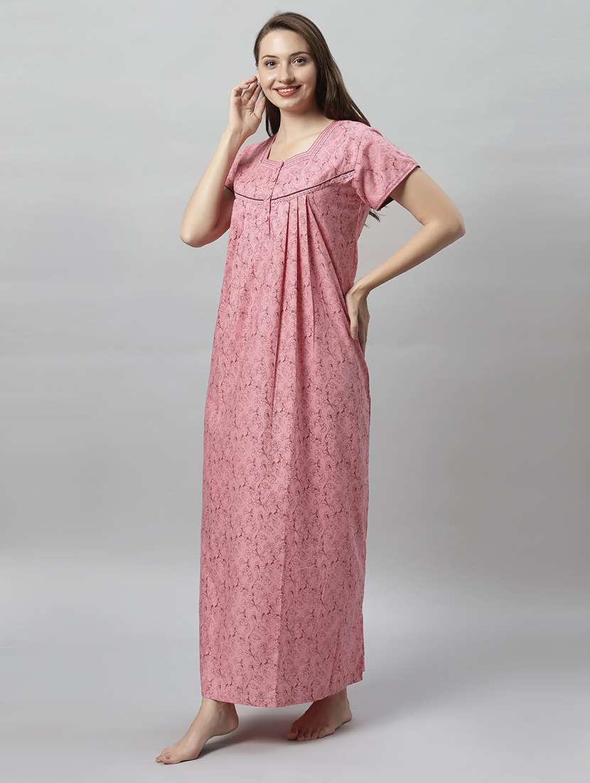 women printed round neck nighty - 21056933 -  Standard Image - 2