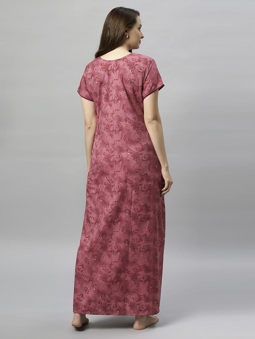women floral print short sleeves nighty - 21056946 - Standard Image - 2