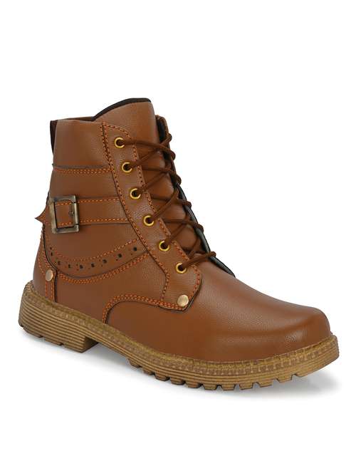 tan synthetic high ankle boots - 21057165 -  Standard Image - 0