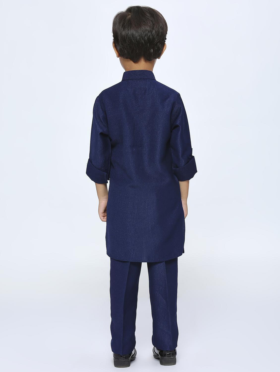 boys embroidered kurta & bottom set - 21057467 - Standard Image - 2