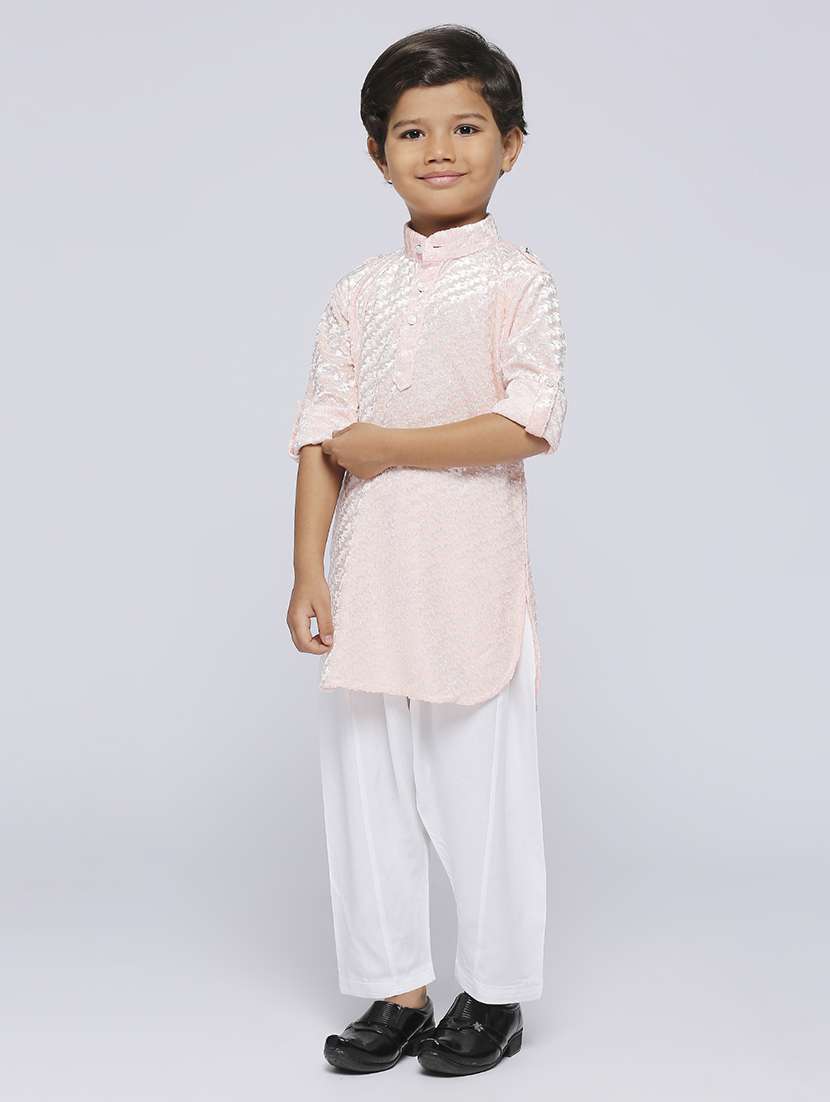 boys self design kurta & bottom set - 21057479 -  Standard Image - 2