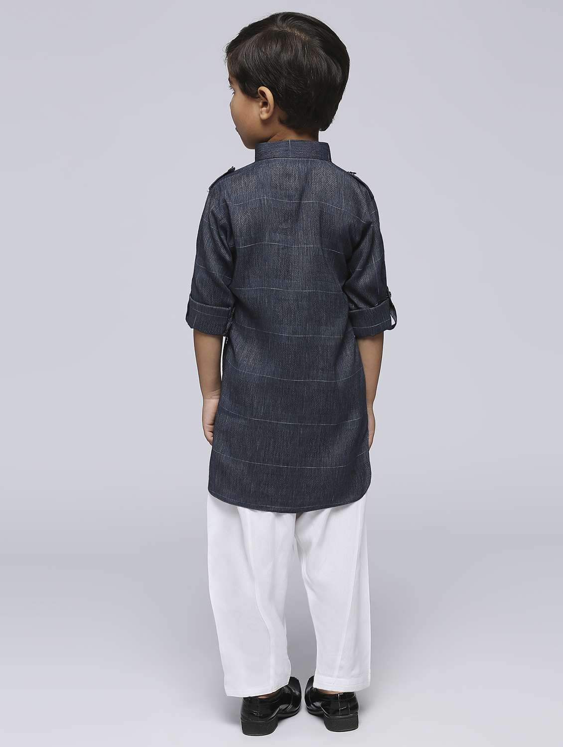 boys self design kurta & bottom set - 21057485 -  Standard Image - 2