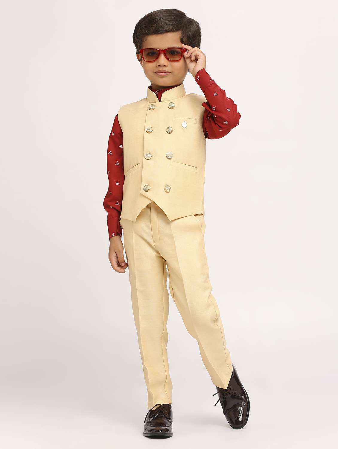 boys solid 3 piece suit set