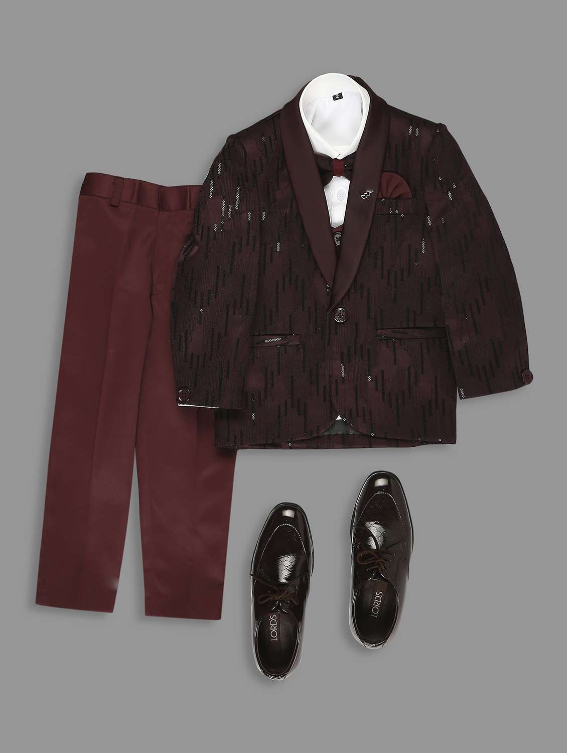 boys embroidered 5 piece suit set