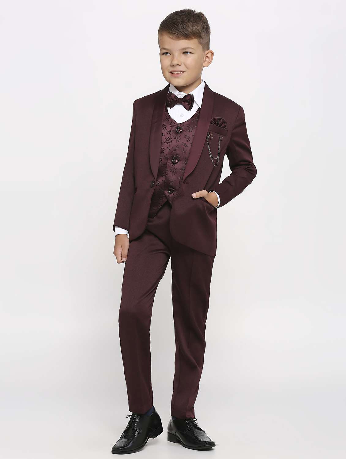 boys solid with work 5 piece suit set