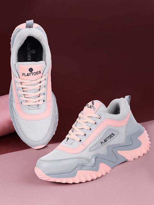 pink mesh laceup sneakers - 21057779 - Standard Image - 0