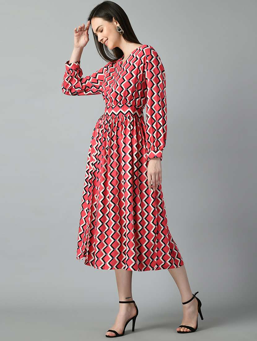 women pink printed detailed midi dress - 21057794 -  Standard Image - 2