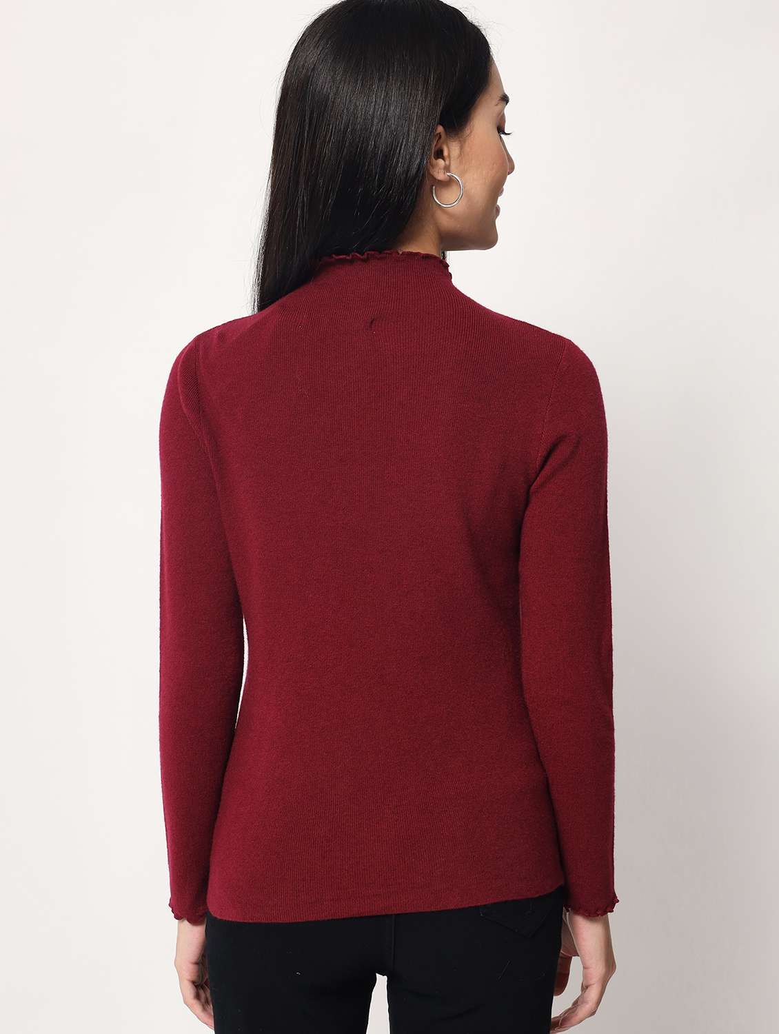 women solid maroon regular pullover - 21057949 -  Standard Image - 2