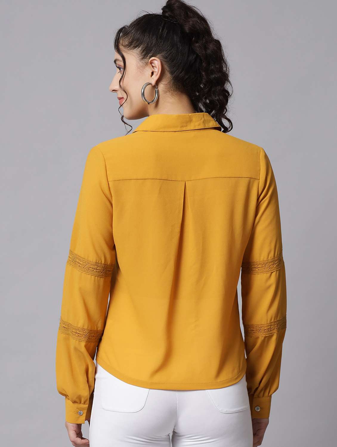 women solid yellow casual shirt - 21058024 -  Standard Image - 2