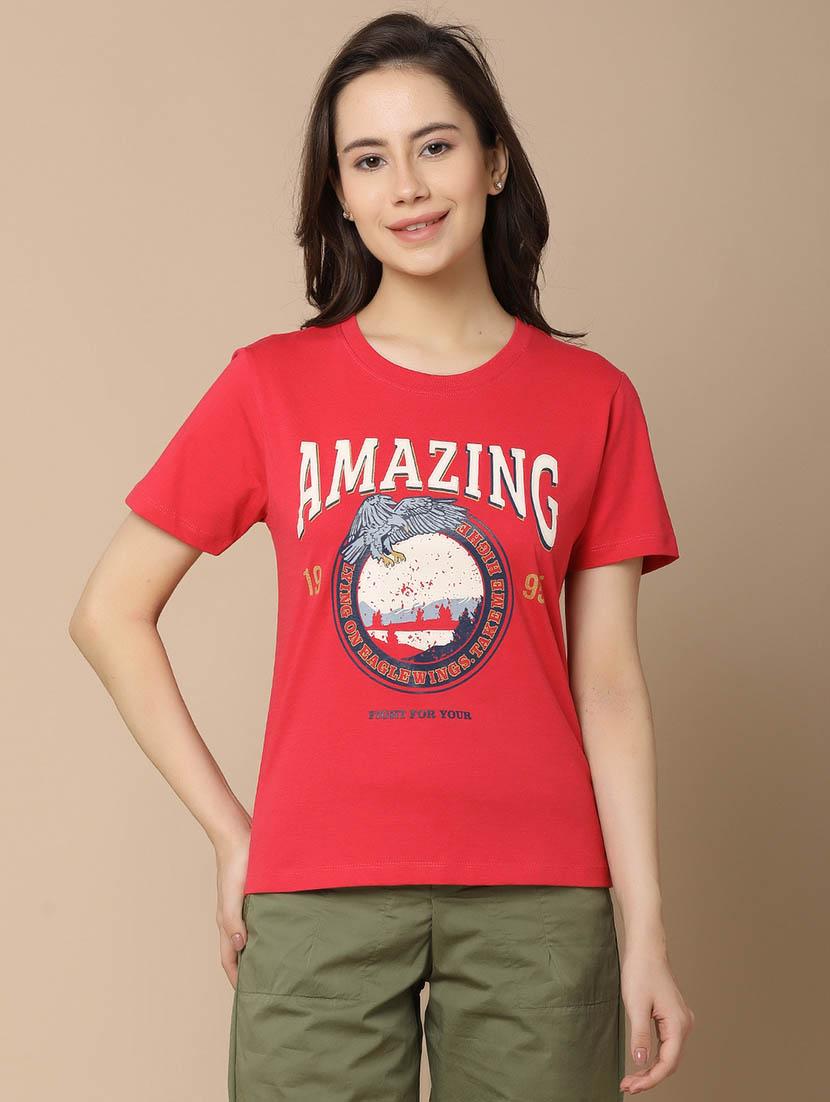 red cotton regular t-shirt - 21058081 - Zoom Image - 0