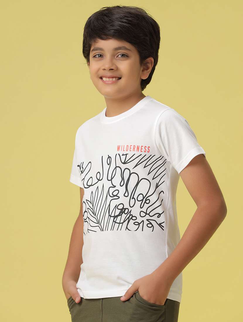 white round neck front print t-shirt - 21058101 -  Standard Image - 2
