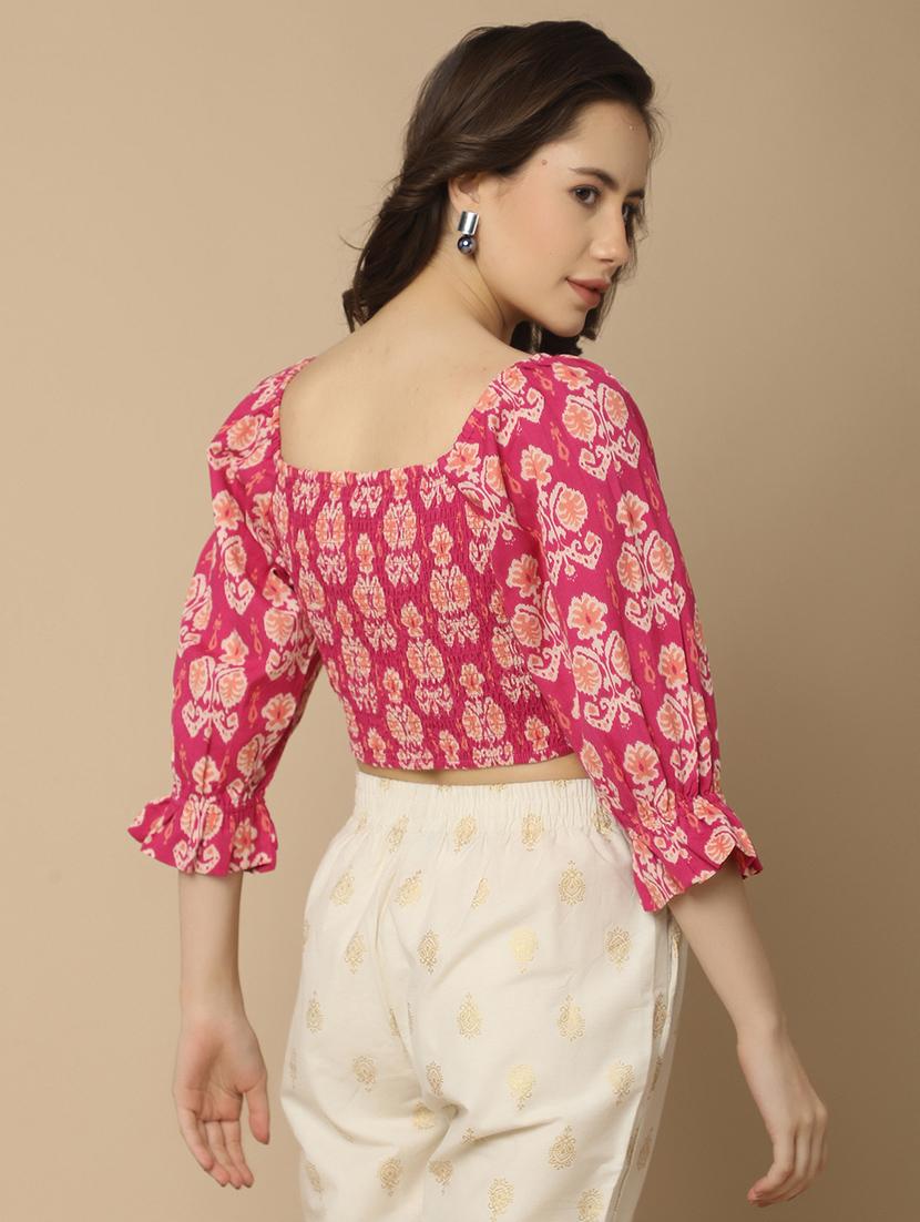 pink cotton crop top - 21058153 - Standard Image - 2