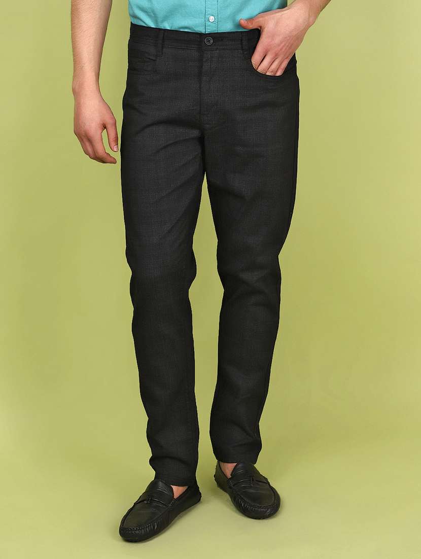 black cotton chinos casual trousers