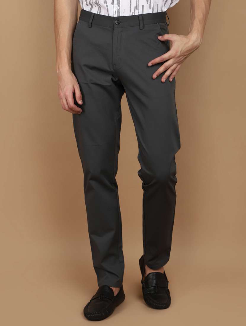 grey cotton chinos casual trousers