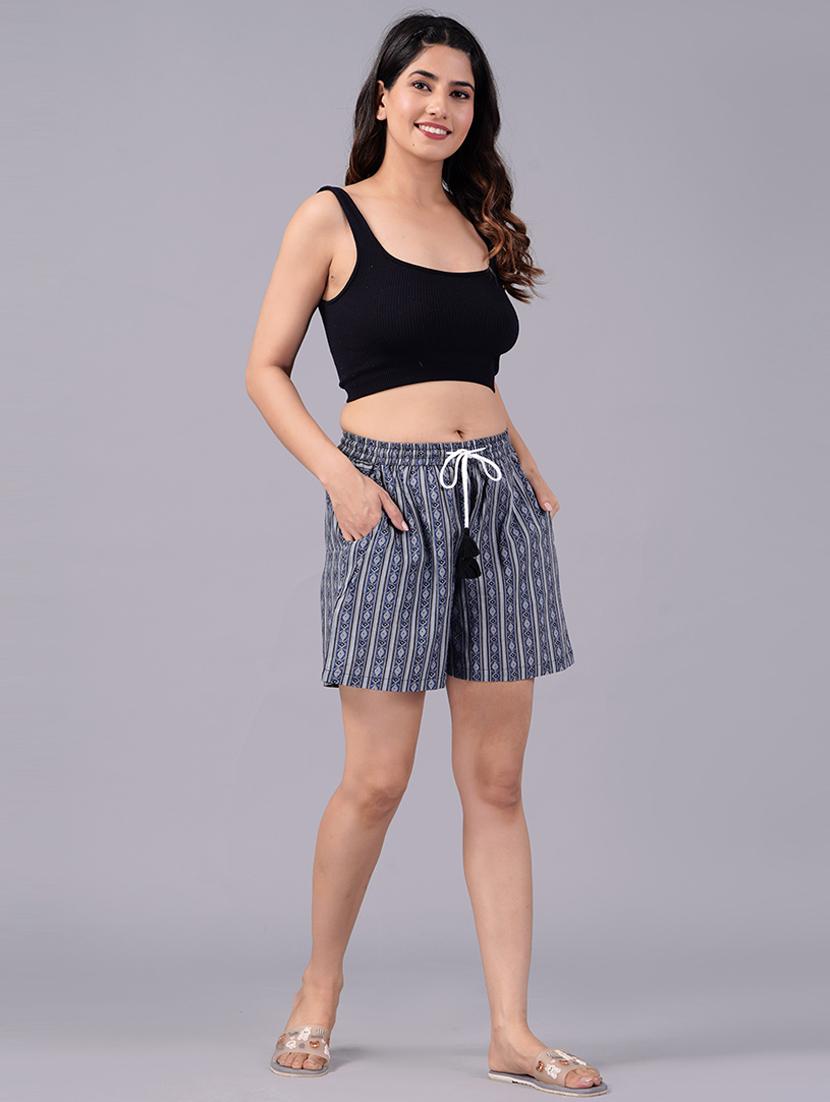 women grey printed regular shorts - 21058734 - Standard Image - 2