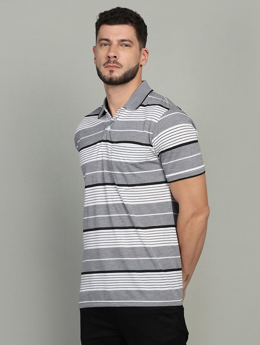 pack of 2 grey striped printed polo t-shirt - 21058781 - Standard Image - 2
