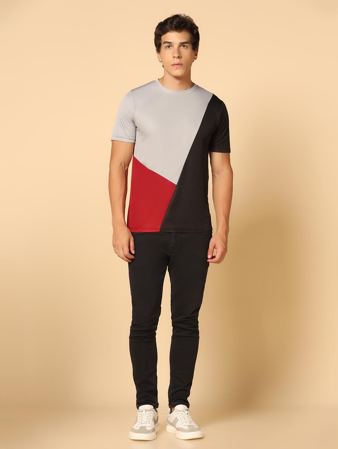 men short sleeve color block t-shirt - 21058925 - Standard Image - 2