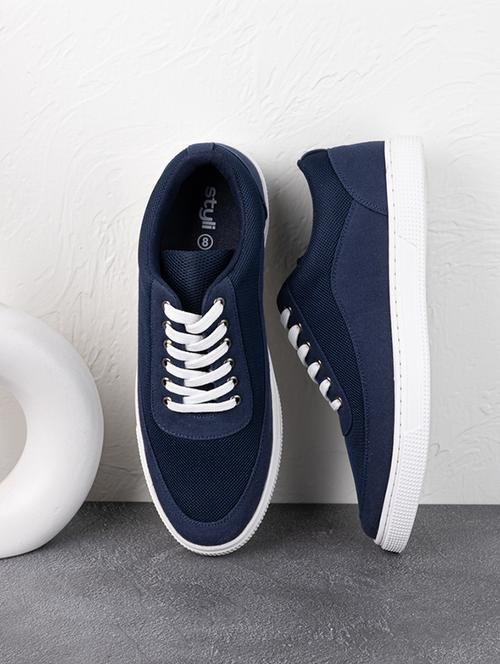 men navy blue lace up sneaker - 21058959 -  Standard Image - 0