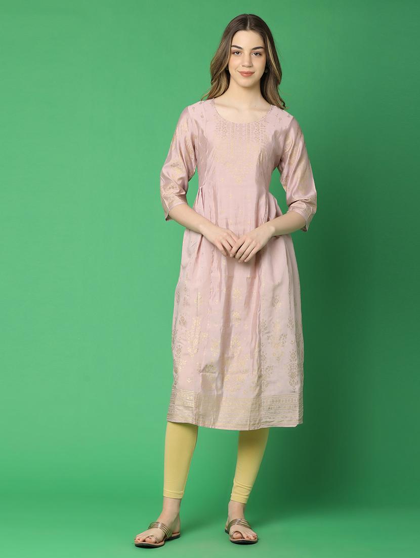 women beige round neck a-line kurta - 21059021 - Standard Image - 2