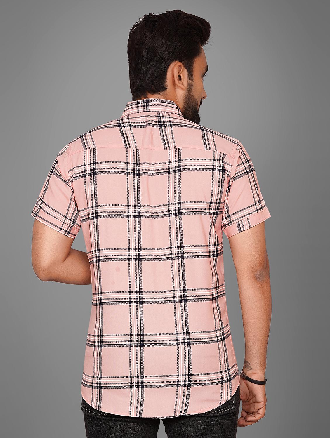 peach checkered casual shirt - 21059131 - Standard Image - 2