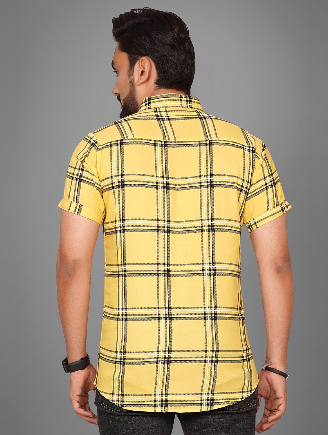 yellow checkered casual shirt - 21059133 - Standard Image - 2