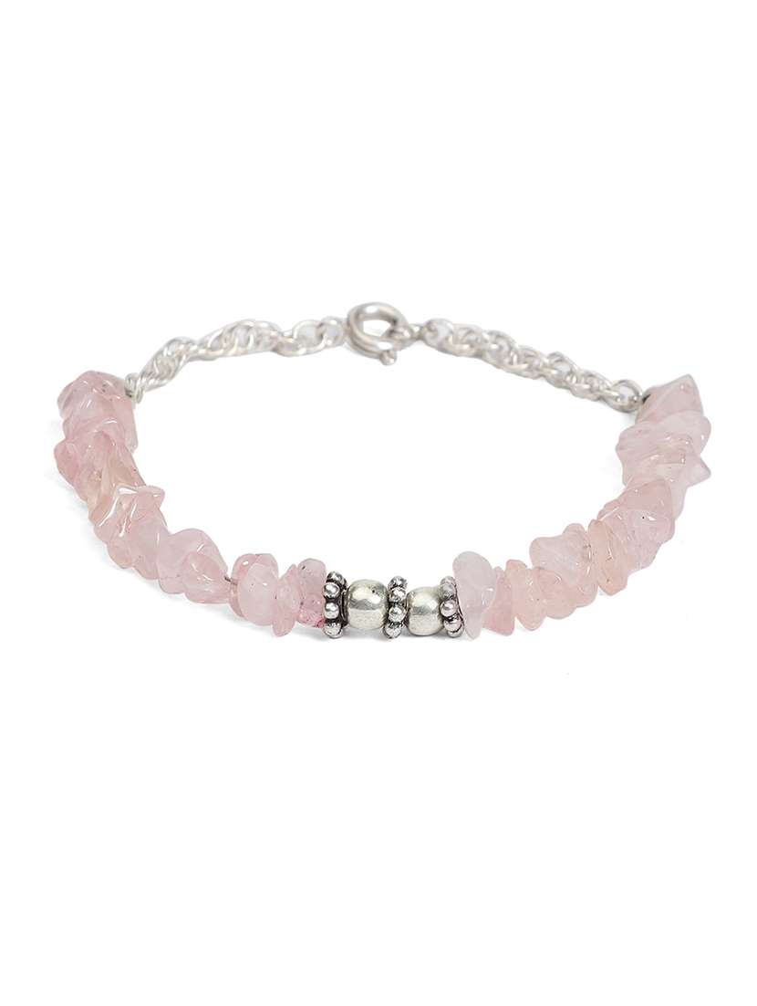 rose quartz metal charms chain bracelet - 21059230 -  Standard Image - 2