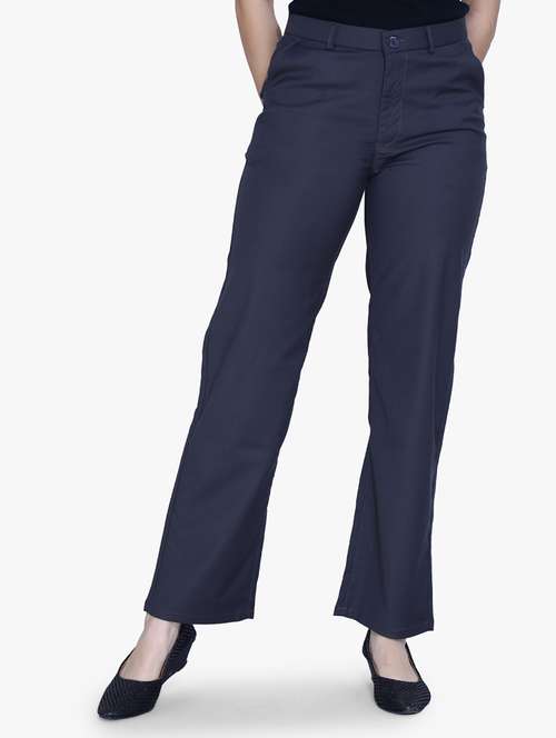 women solid grey bootcut trouser - 21059458 - Standard Image - 0