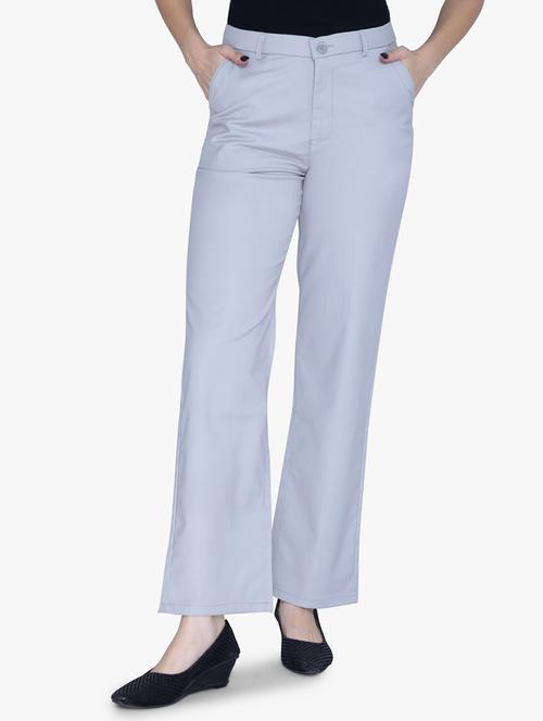 women solid grey bootcut trouser - 21059493 -  Standard Image - 0