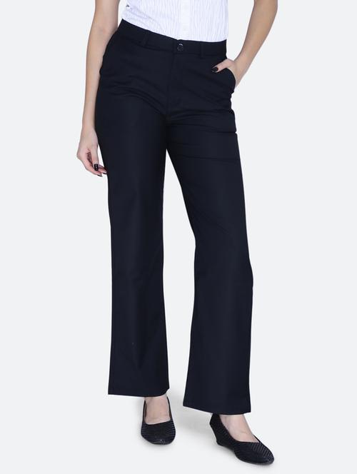 women solid black bootcut trouser - 21059528 -  Standard Image - 0