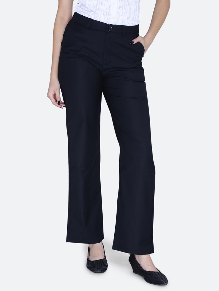 women solid black bootcut trouser - 21059528 -  Zoom Image - 0