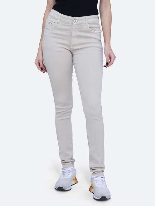 women solid white denim jeans - 21059569 -  Standard Image - 0