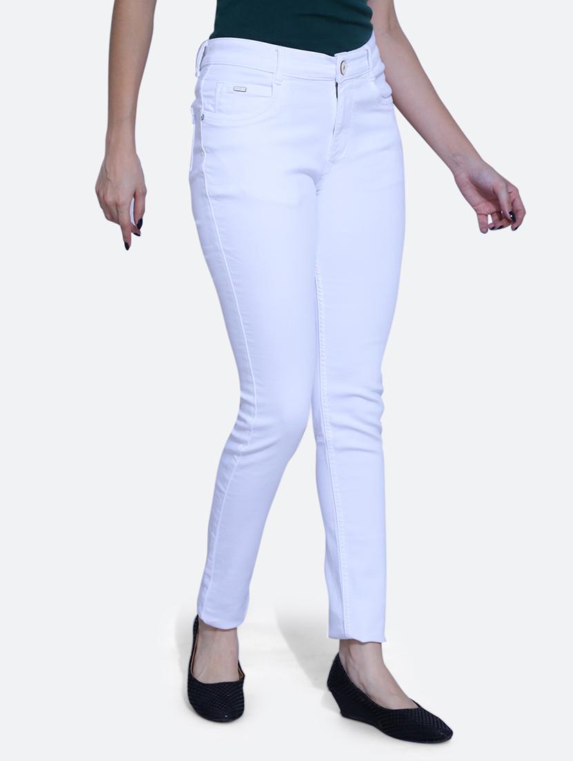 women solid optic white denim jeans - 21059650 - Standard Image - 2