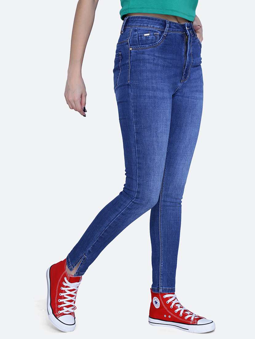 women solid blue washed denim jeans - 21059677 -  Standard Image - 2