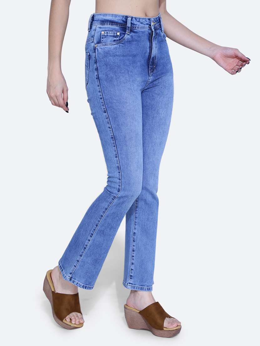 women solid blue bootcut jeans - 21059688 -  Standard Image - 2